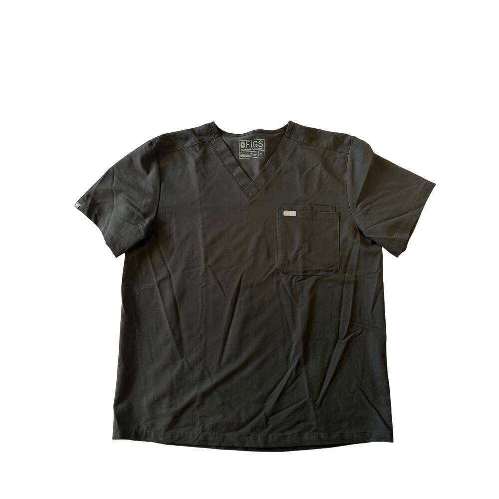 Figs Leon‎ Three-Pocket Scrub Top BLACK Size XL